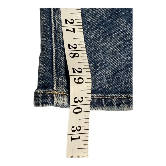 American Eagle Mom Jeans Size 2 Long Distressed Ripped Blue Denim - Picture 7 of 7